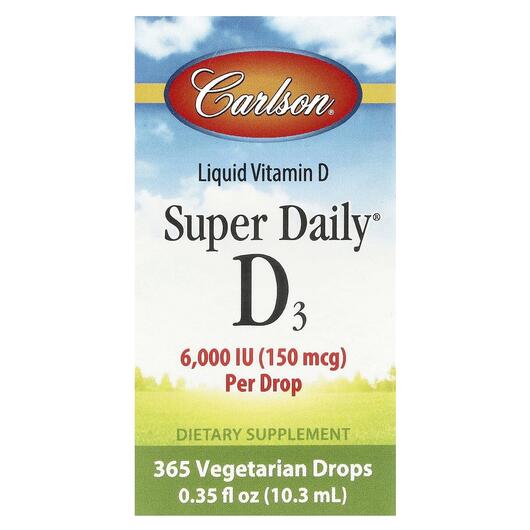 Основне фото товара Super Daily D3 150 mcg 6000 IU, Вітамін D3 150 мкг 6000 МО, 10.3 