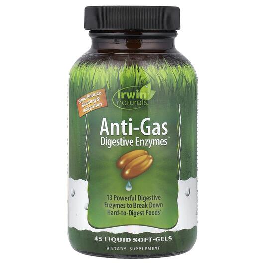 Основне фото товара Irwin Naturals, Anti-Gas Digestive Enzymes, Ферменти, 45 капсул