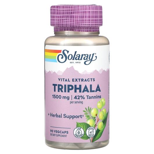Основне фото товара Solaray, Vital Extract Triphala 1500 mg, Трифала, 90 капсул