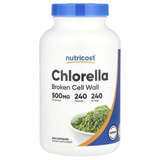 Основне фото товара Nutricost, Chlorella 500 mg, Хлорела, 240 капсул