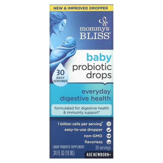 Основне фото товара Mommy's Bliss, Baby Probiotic Drops, Пробіотики, 10 мл