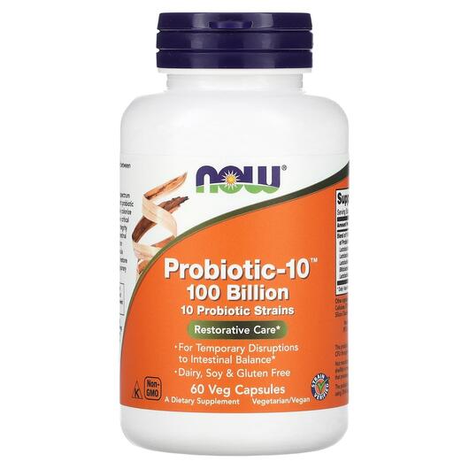 Основне фото товара NOW, Probiotic-10 100 Bn, Пробіотики 100 млрд, 60 капсул