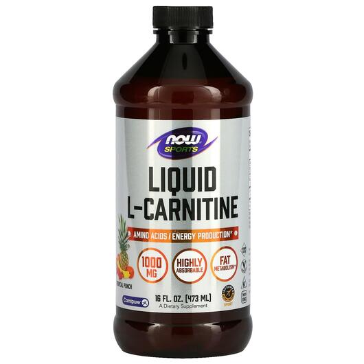 Основне фото товара NOW, L-Carnitine Liquid, L-Карнітин Рідкий 1000 мг, 473 мл