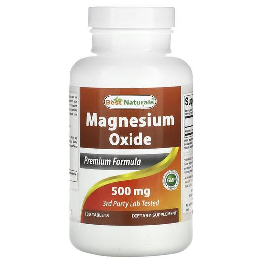 Основне фото товара Best Naturals, Magnesium Oxide 500 mg, Магній, 180 таблеток