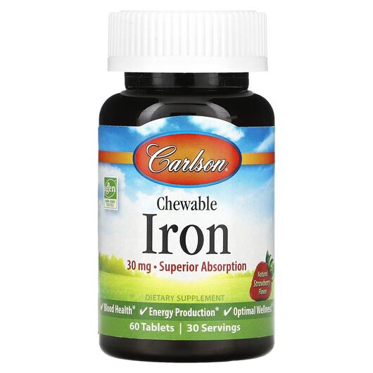 Основне фото товара Carlson, Chewable Iron, Залізо, 60 таблеток