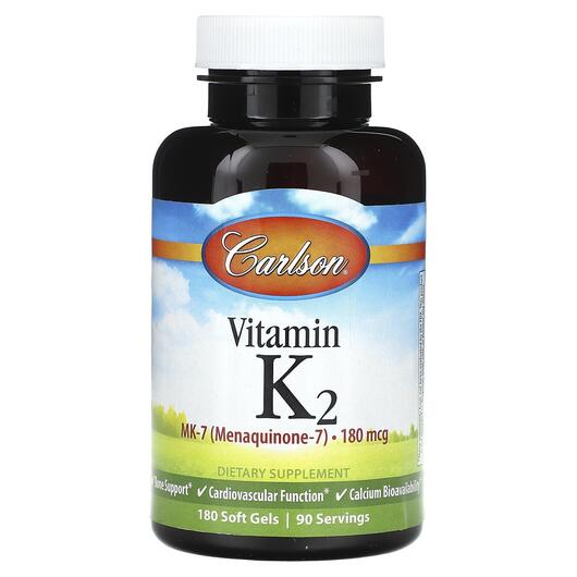Основне фото товара Vitamin K2 as MK-7 Menaquinone 180 mcg, Вітамін K2, 180 капсул