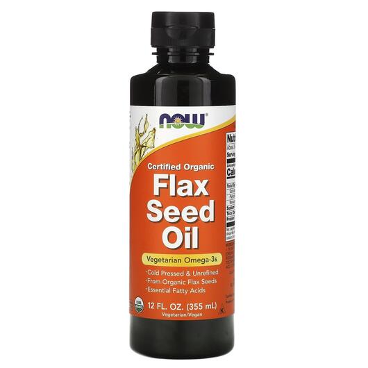 Основне фото товара NOW, Flax Seed Oil, Лляна олія, 355 мл