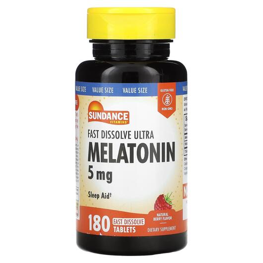 Основне фото товара Fast Dissolve Ultra Melatonin Natural Berry, Мелатонін, 180 табле