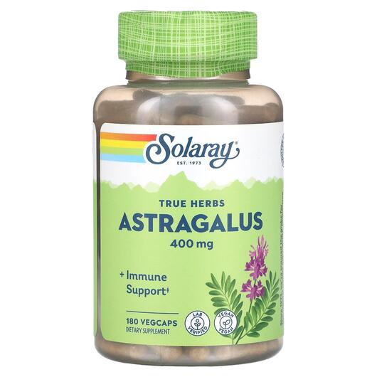 Основне фото товара Solaray, True Herbs Astragalus 400 mg, Астрагал, 180 капсул