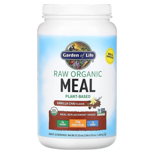 Основне фото товара Garden of Life, RAW Organic Meal Vanilla, Замінник їжі, 1064 г