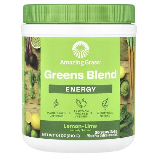 Основне фото товара Amazing Grass, Green Superfood Energy Lemon Lime, Суперфуд, 210 г