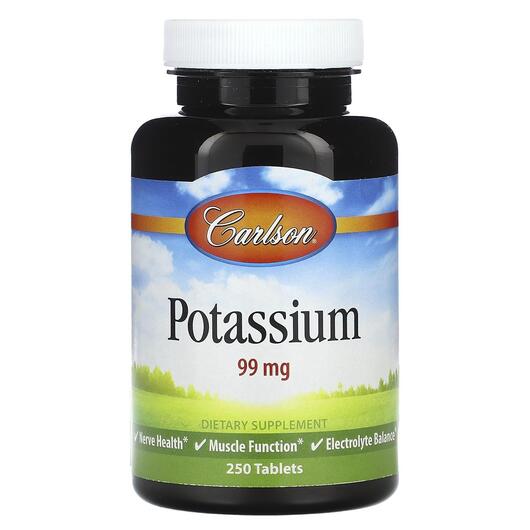 Основне фото товара Carlson, Potassium 99 mg, Калій, 250 таблеток
