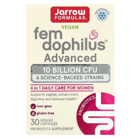 Основне фото товара Vegan Fem Dophilus Advanced 10 Billion CFU, Пробіотики, 30 капсул