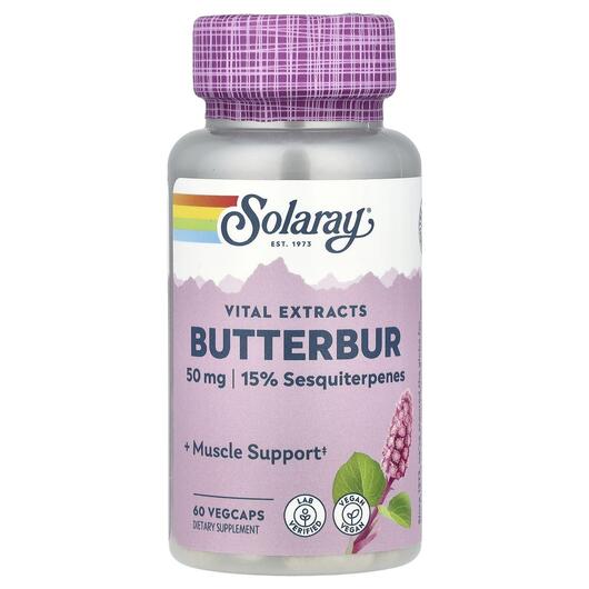 Основне фото товара Solaray, Butterbur 50 mg, Кремена 50 мг, 60 капсул