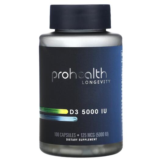 Основне фото товара ProHealth Longevity, D3 5000, Вітамін D3, 100 капсул
