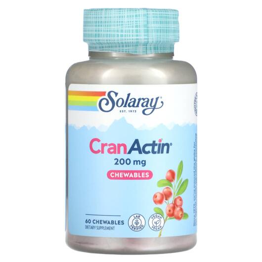 Основне фото товара Solaray, CranActin Chewables 200 mg, Журавлина, 60 таблеток