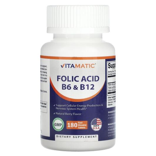 Основне фото товара Folic Acid B6 & B12 Natural Berry, Вітамін B6 Піридоксин, 180