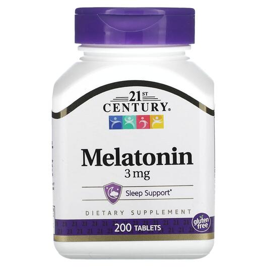 Основне фото товара 21st Century, Melatonin 3 mg, Мелатонін, 200 таблеток