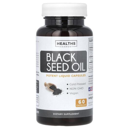 Основне фото товара Healths Harmony, Black Seed Oil, Чорний кмин, 60 капсул