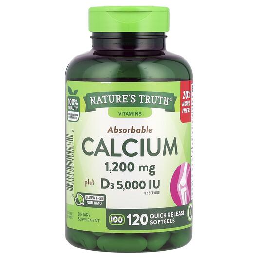 Основне фото товара Absorbable Calcium Plus D3, Кальцій + D3, 120 капсул