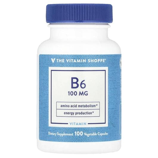 Основне фото товара TheVitaminShoppe, Vitamin B6 100 mg, Вітамін B, 100 капсул