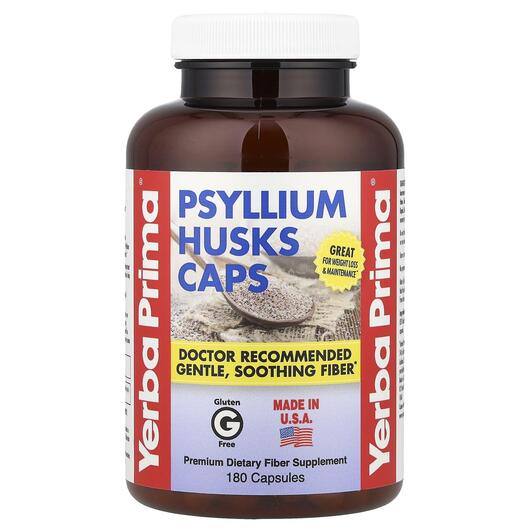 Основне фото товара Psyllium Husks Caps 625 mg, Лушпиння насіння подорожника, 180 кап