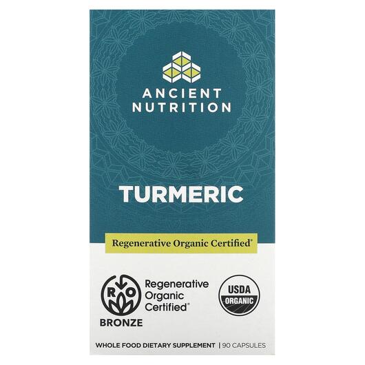 Основне фото товара Ancient Nutrition, Turmeric, Екстракт кореня куркуми, 90 капсул
