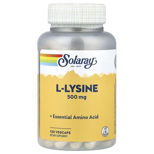 Основне фото товара Solaray, L-Lysine 500 mg, L-Лізин 500 мг, 120 капсул