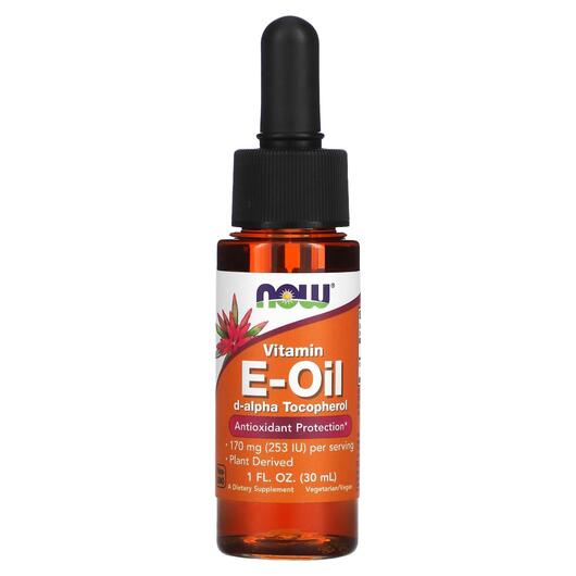 Основне фото товара NOW, Natural E-Oil, Вітамін Е, 30 мл