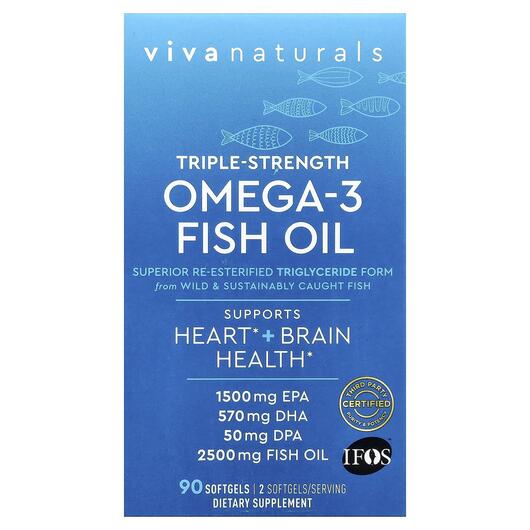 Основне фото товара Omega-3 Fish Oil Triple Strength, Риб'ячий жир, 90 капсул