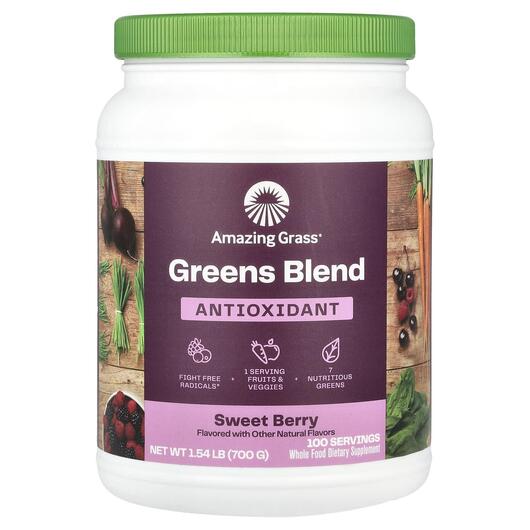 Основне фото товара Amazing Grass, Green Superfood Antioxidant, Суперфуд, 700 г