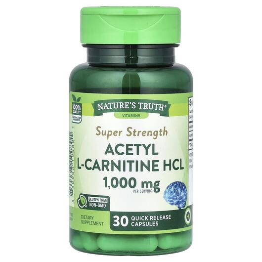 Основне фото товара Acetyl L-Carnitine HCL Super Strength 1000, Ацетилкарнітин, 30 ка