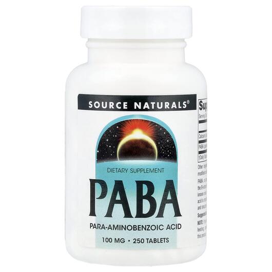 Основне фото товара Source Naturals, PABA 100 mg 250, ПАБА 100 мг PABA, 250 таблеток