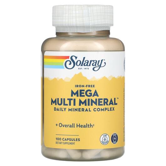 Основне фото товара Solaray, Mega Multi Mineral, Мега Мінерали без Заліза, 100 капсул