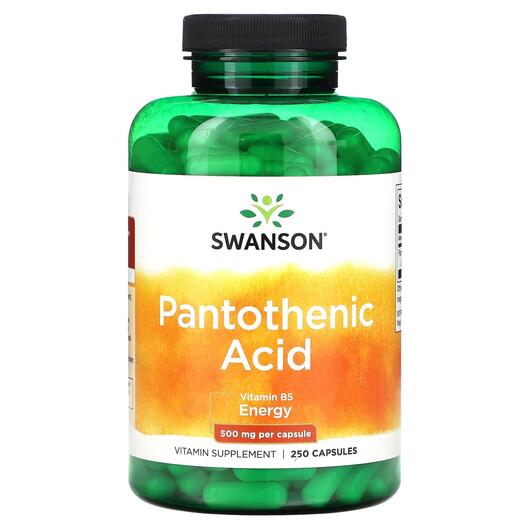 Основне фото товара Pantothenic Acid 500 mg, Вітамін B5 Пантотенова кислота, 250 капс