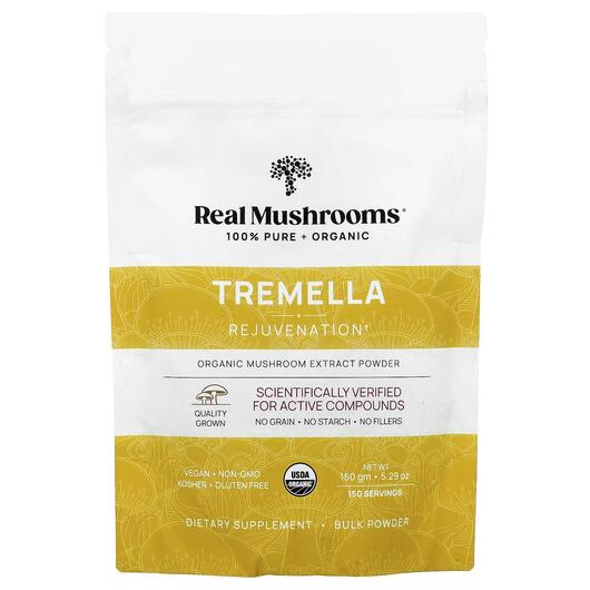 Основне фото товара Tremella Organic Mushroom Extract Powder, Гриби Тремела, 150 г