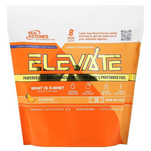 Основне фото товара Elevate Orange 30 Drink Mix Packets, Енергетичний напій, 12.3 g E