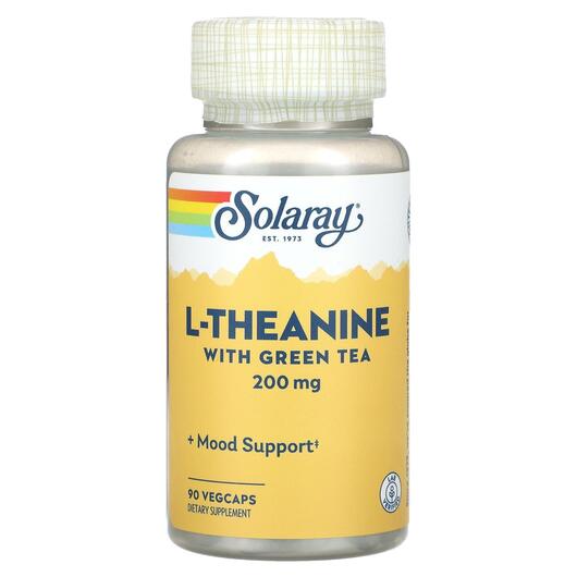 Основне фото товара L-Theanine With Green Tea 200 mg, Екстракт Зеленого Чаю, 90 капсу
