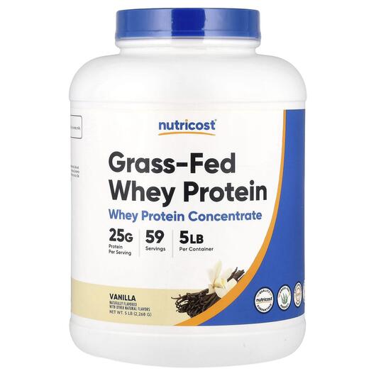 Основне фото товара Nutricost, Grass-Fed Whey Protein Vanilla, Протеїн, 2268 г
