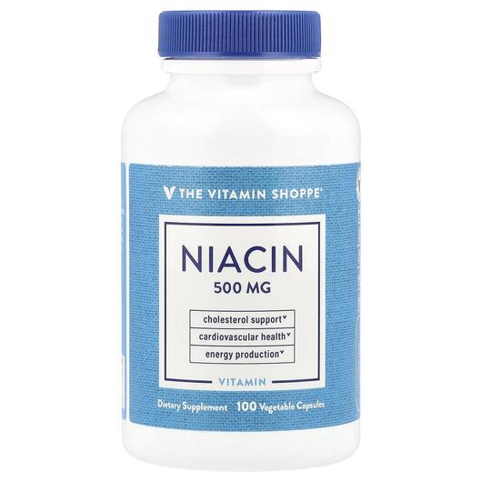 Основне фото товара TheVitaminShoppe, Niacin 500 mg, Вітамін B3 Ніацин, 100 капсул