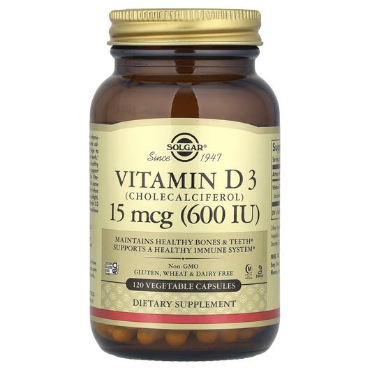 Основне фото товара Vitamin D3 Cholecalciferol, Вітамін D3 15 мкг 600 МО, 120 капсул