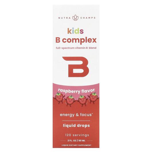 Основне фото товара NutraChamps, Kids B Complex Raspberry, B-комплекс, 60 мл