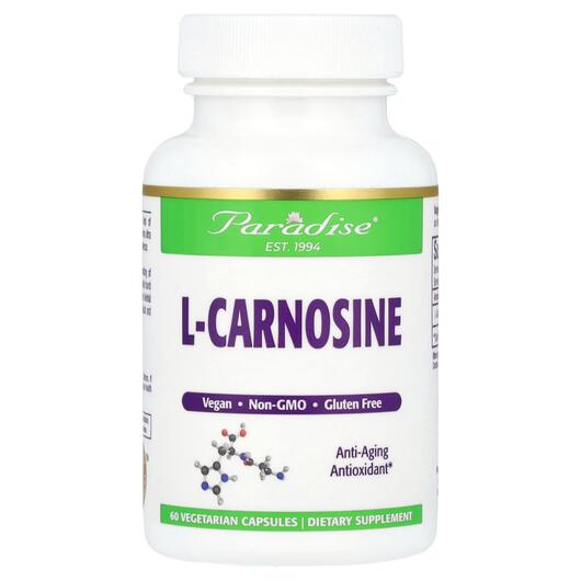Основне фото товара Paradise Herbs, L-Carnosine 60 Vegetarian, L-карнозін, 60 капсул