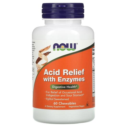 Основне фото товара NOW, Acid Relief with Enzymes, Ферменти, 60 таблеток