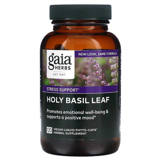 Основне фото товара Gaia Herbs, Holy Basil Leaf, Туласі Васильок, 120 капсул