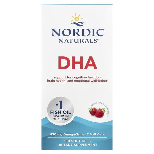 Основне фото товара Nordic Naturals, DHA Strawberry 500 mg, ДГК, 180 капсул