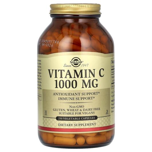 Основне фото товара Solgar, Vitamin C 1000 mg, Вітамін C, 250 капсул