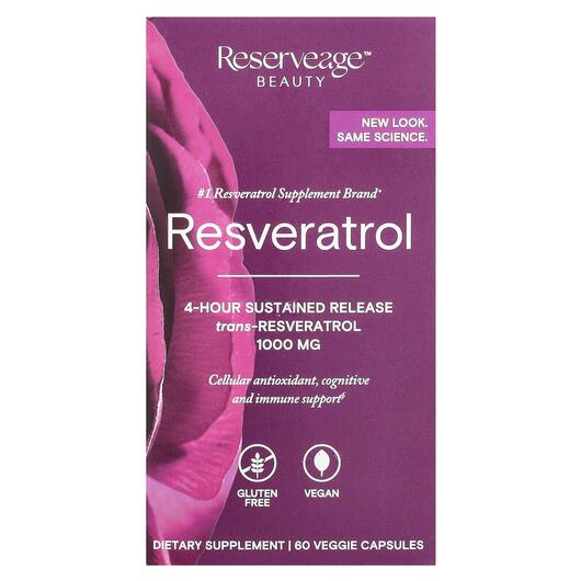 Основне фото товара Resveratrol Trans-Resveratrol 1000 mg, Ресвератрол, 60 капсул