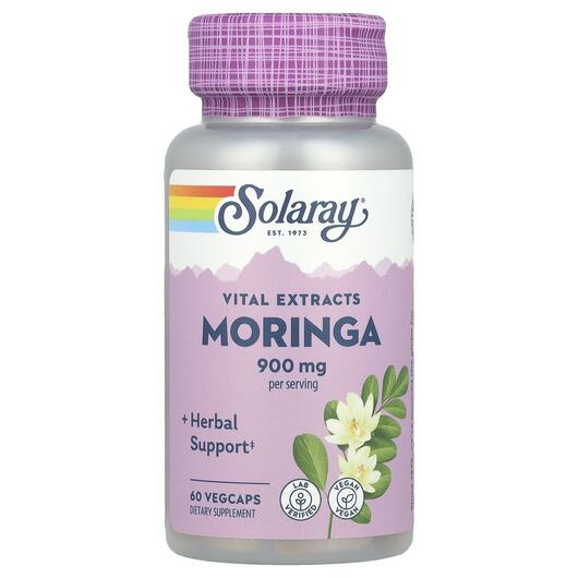 Основне фото товара Solaray, Moringa Leaf Extract, Морінга 450 мг, 60 капсул