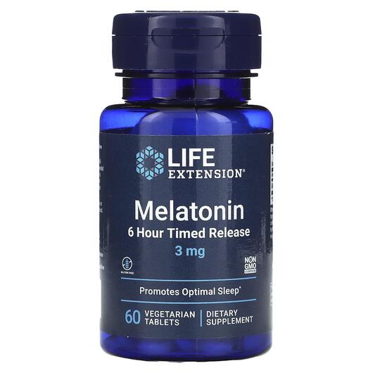 Основне фото товара Melatonin 6 Hour Timed Release, Мелатонін 3 мг, 60 таблеток